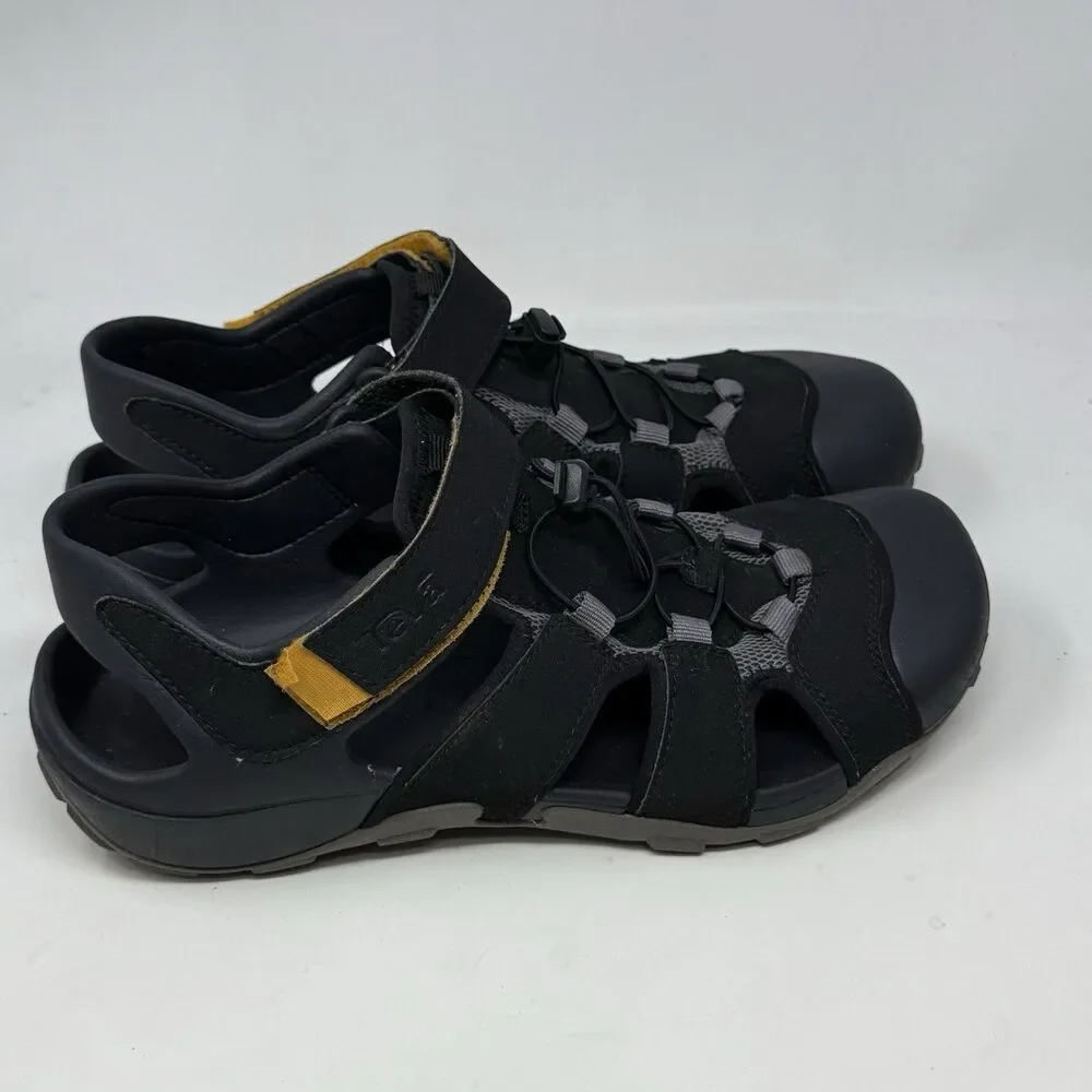 Teva Flintwood Sandals Mens 10 Black Mesh Hiking Water Ankle Strap Hook Loop